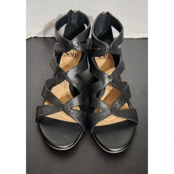 Sofft Women's Regan Wedge Ankle Strap Gladiator Sandals Leather Black 7M NWOB - Picture 6 of 9